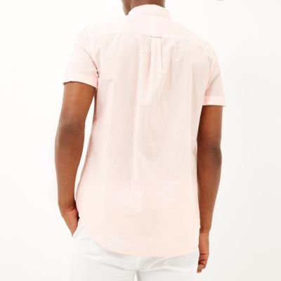 Pink poplin short sleeve shirt
